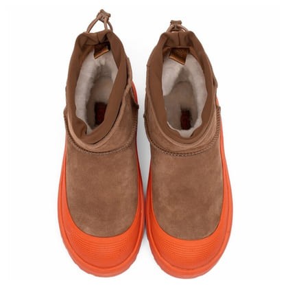 Женские мини угги с галошами Ugg Classic Mini Weather Hybrid Orange (Угг Классик мини хабрид оранжевые)