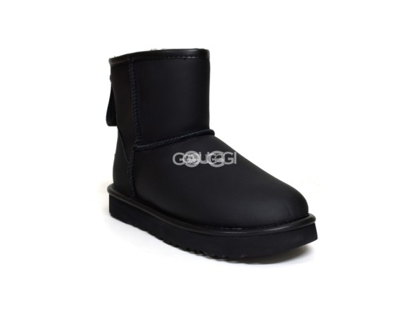 Женские мини угги на молнии Classic Mini Metallic LOGO ZIP SHINE Black