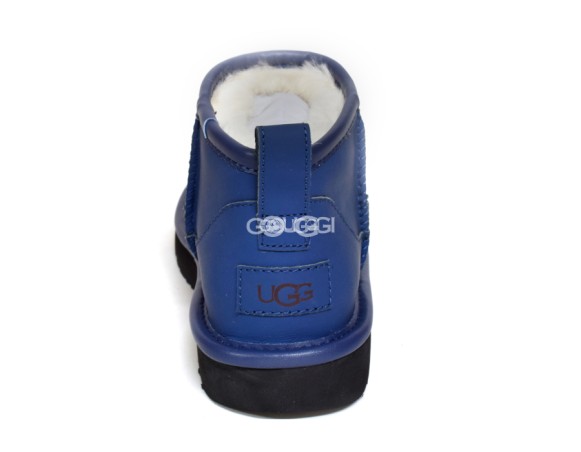 Женские кожаные ультра мини угги Ultra mini Leather Deep Navy