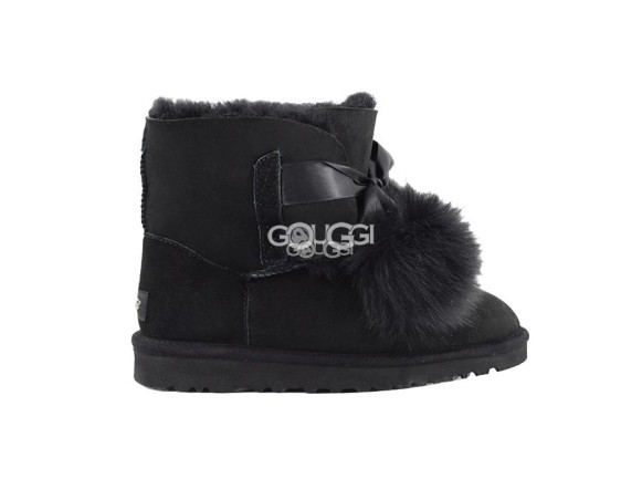 Детские угги с помпонами Kids Gita Black
