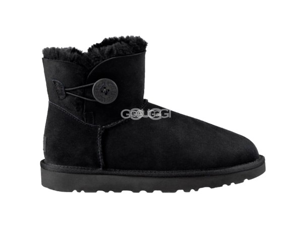 Женские мини угги с пуговицей Mini Bailey Button Black II 